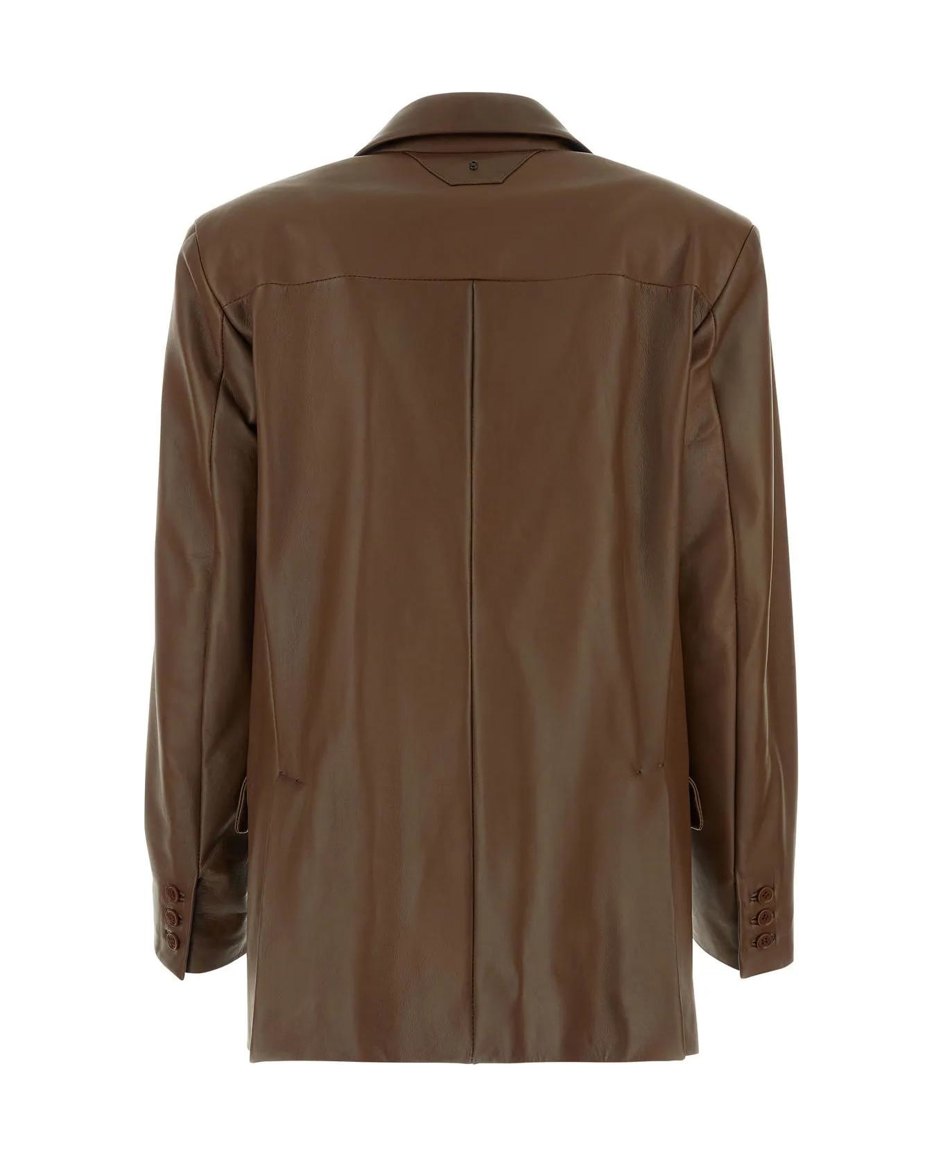 Salvatore Santoro Chocolate Leather Glov Blazer - Cookie