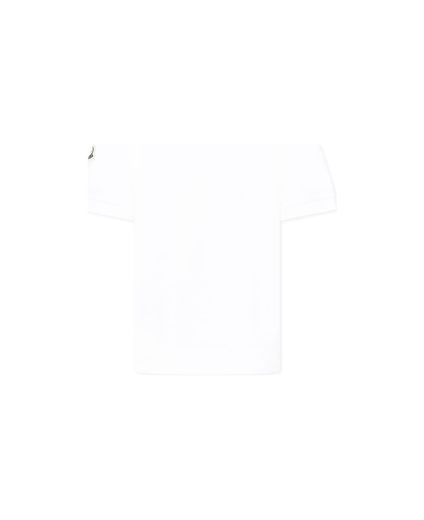 Moncler White Polo Shirt For Boy With Logo - White