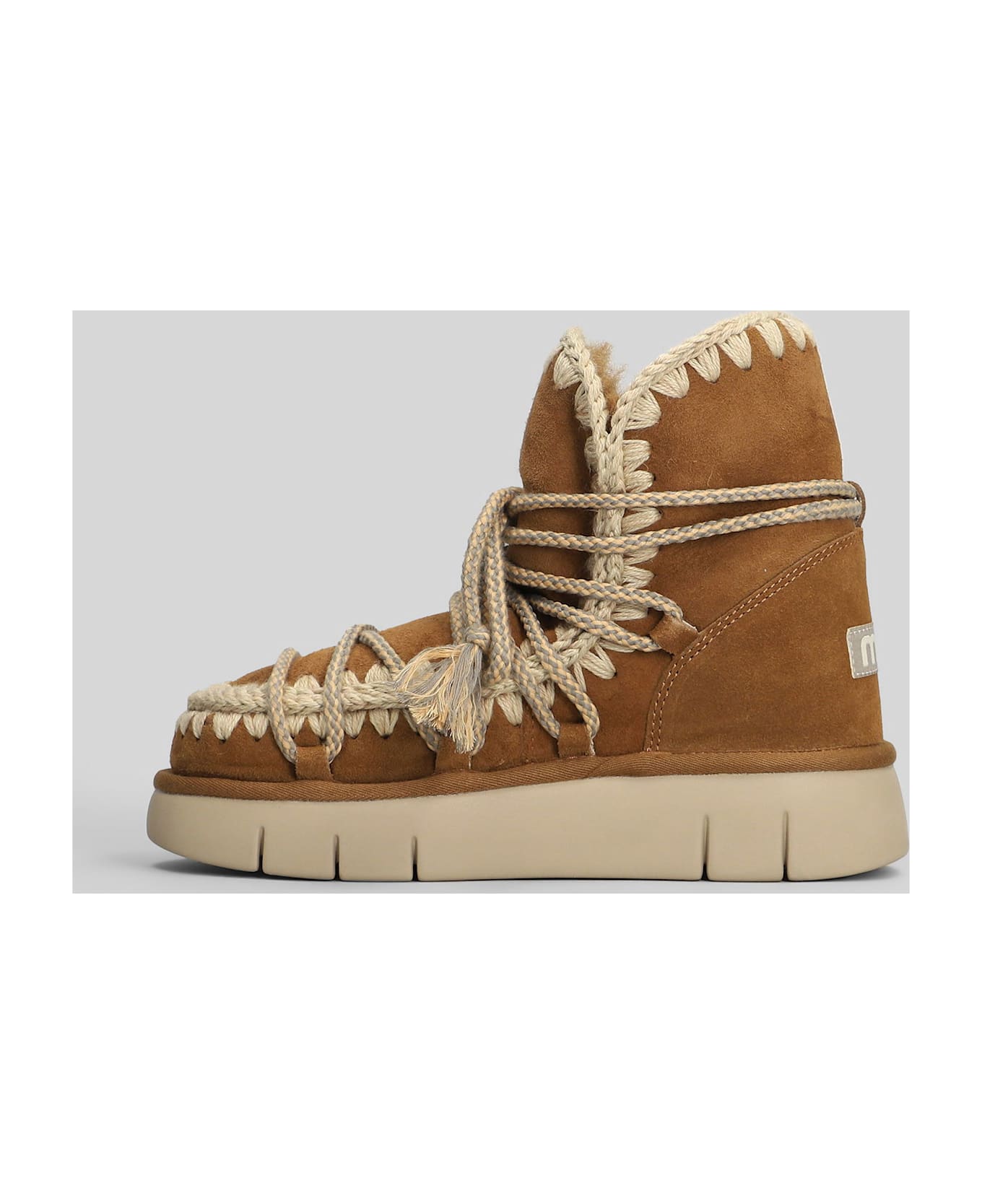 Mou Bounce Boot Scoubied High Heels Ankle Boots In Brown Suede - brown