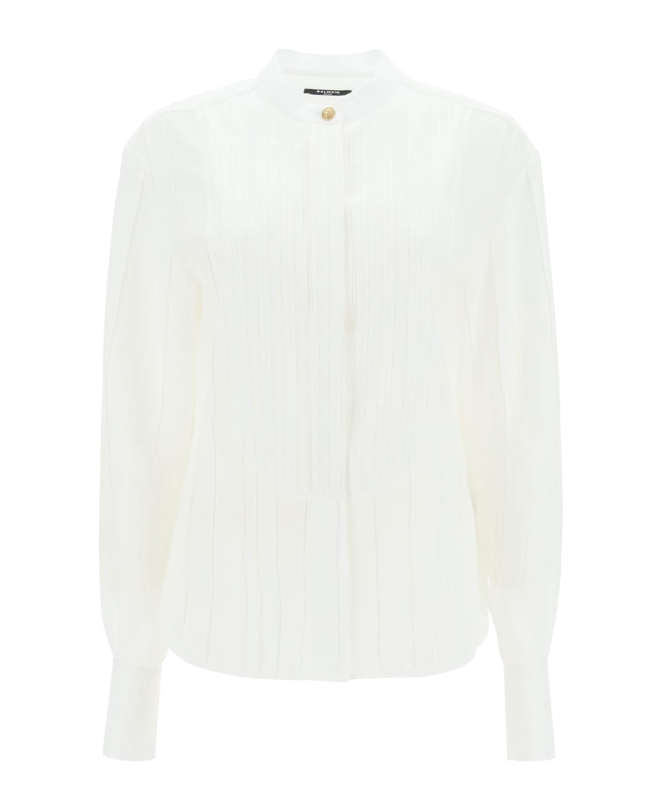 Balmain Pleated Bib Shirt - BLANC (White)
