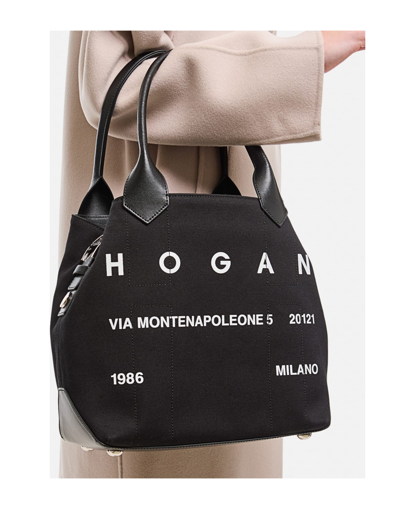 Hogan Medium Script Canvas Shopping Bag