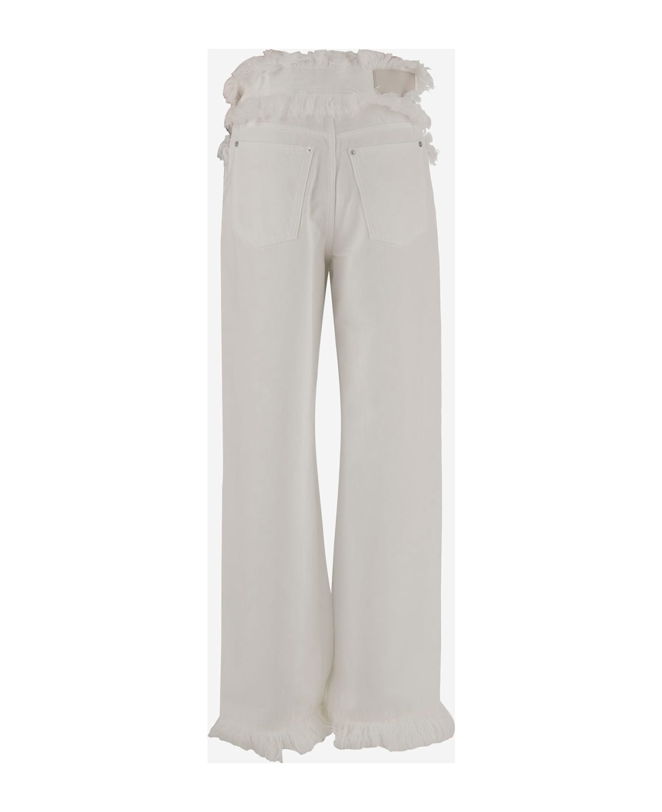 Ferragamo Frayed Cotton Trousers - White
