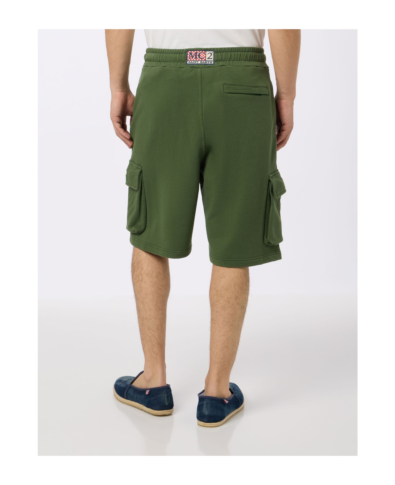MC2 Saint Barth Man Military Green Cargo Short Pants Cargy - GREEN