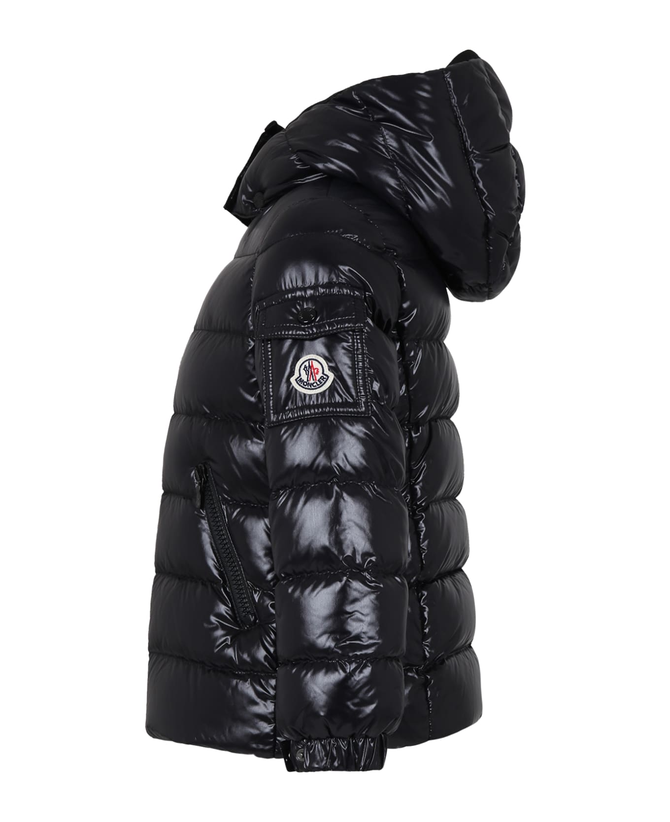 Moncler Black Bady Down Jacket For Girl With Logo - Black