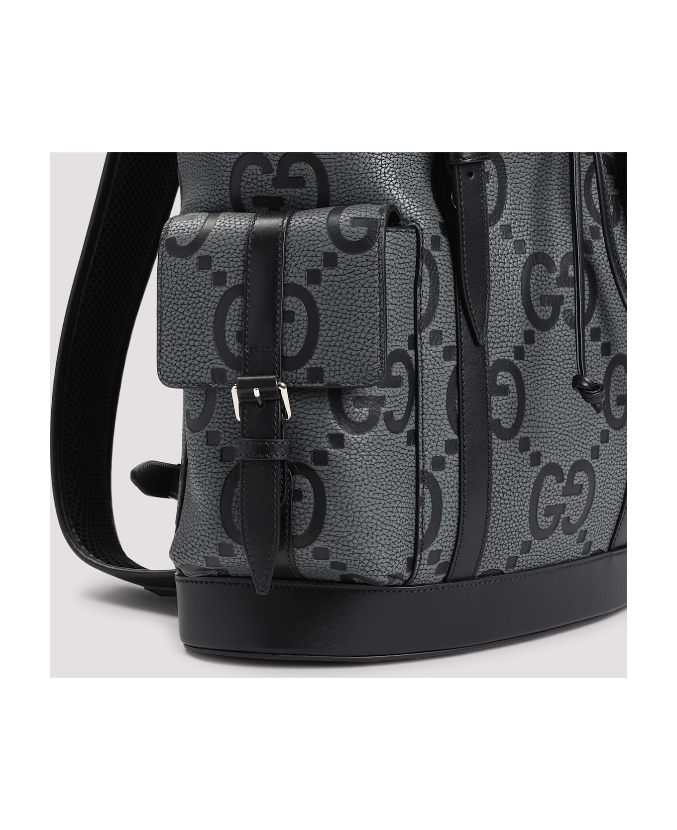 Gucci Dark Grey Leather Backpack - Graph Blk Blk