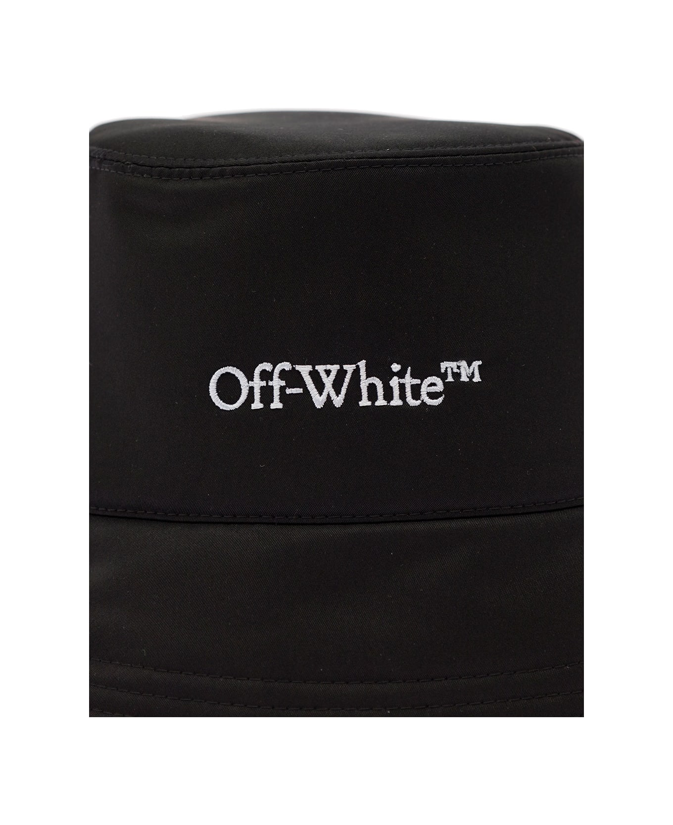 Off-White Black Bucket Hat With Logo Embroidery In Polyester Woman - Black