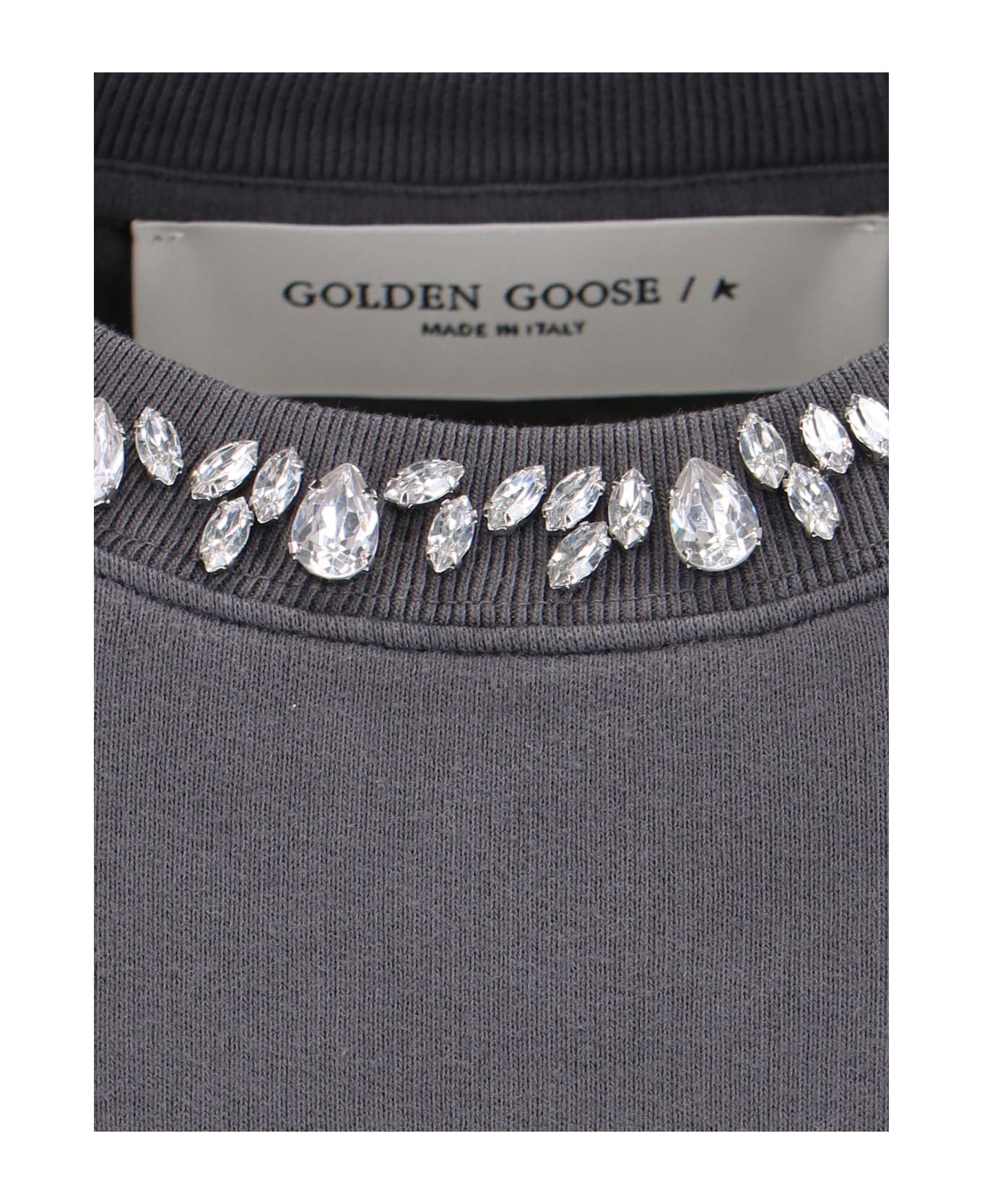 Golden Goose Sweatshirt With Crystals Crewneck - Gray