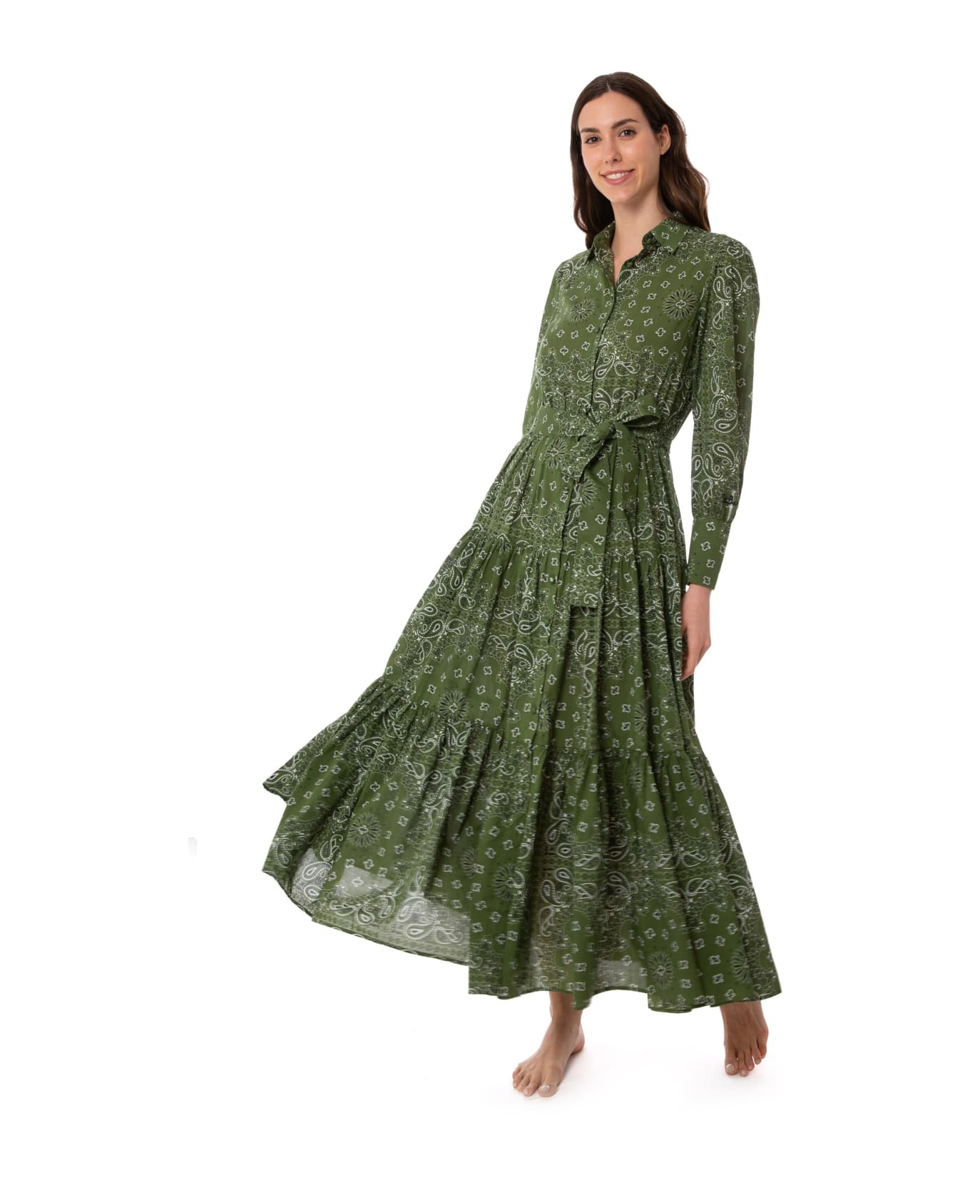 MC2 Saint Barth Woman Green Bandanna Long Dress Jensen - GREEN
