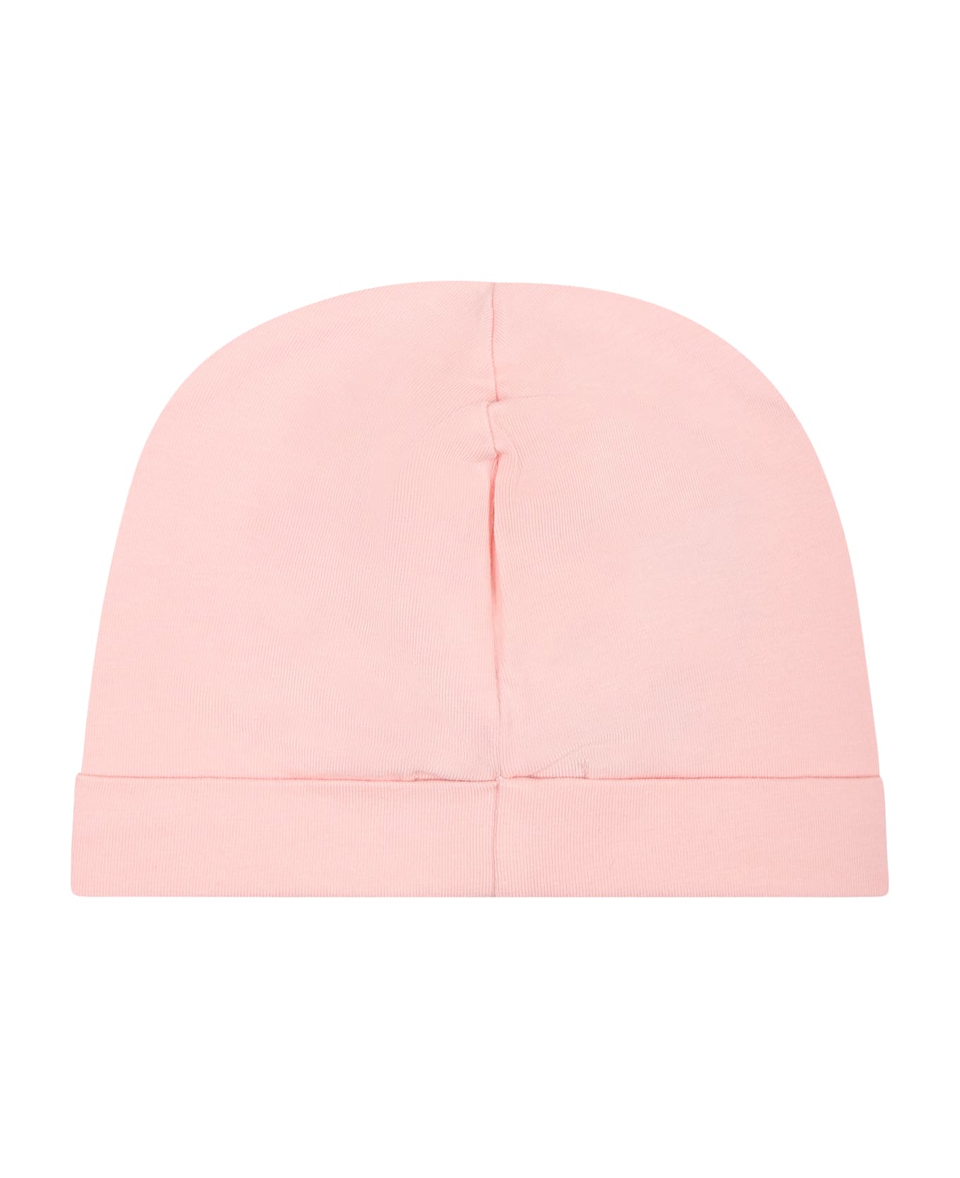 Moschino Pink Baby Girl Hat With Logo And Teddy Bear - Pink