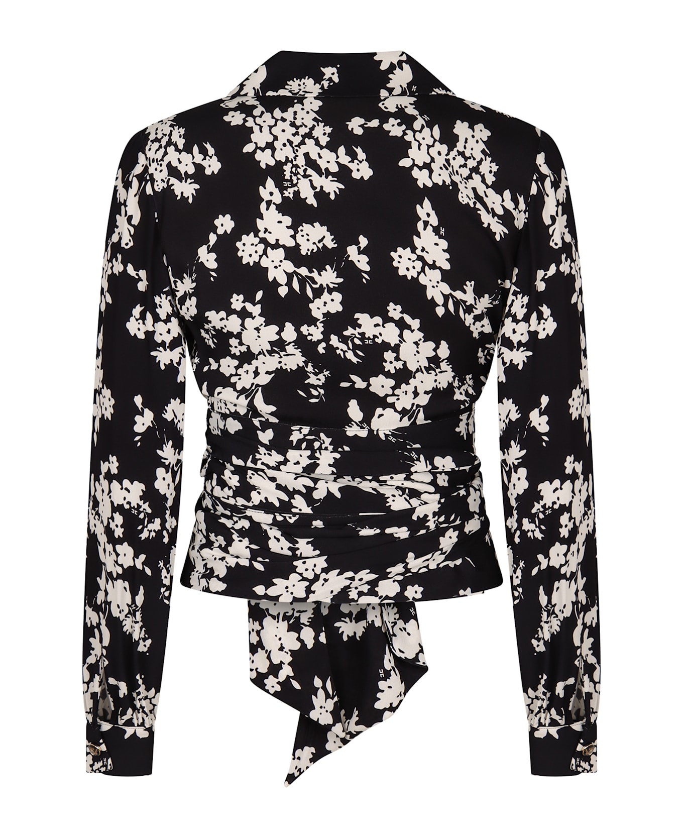 Elisabetta Franchi Printed Georgette Blouse - black