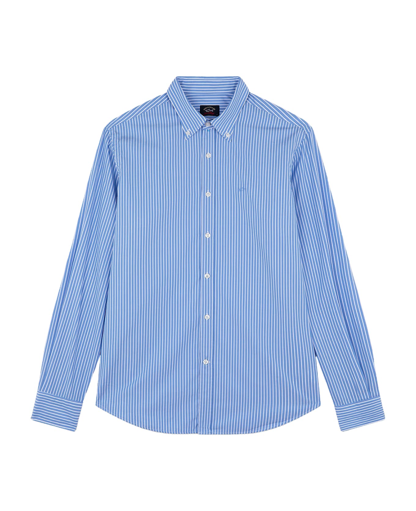 Paul&Shark Striped Poplin Shirt With Logo - BLUETTE RIGHE BIANCHE