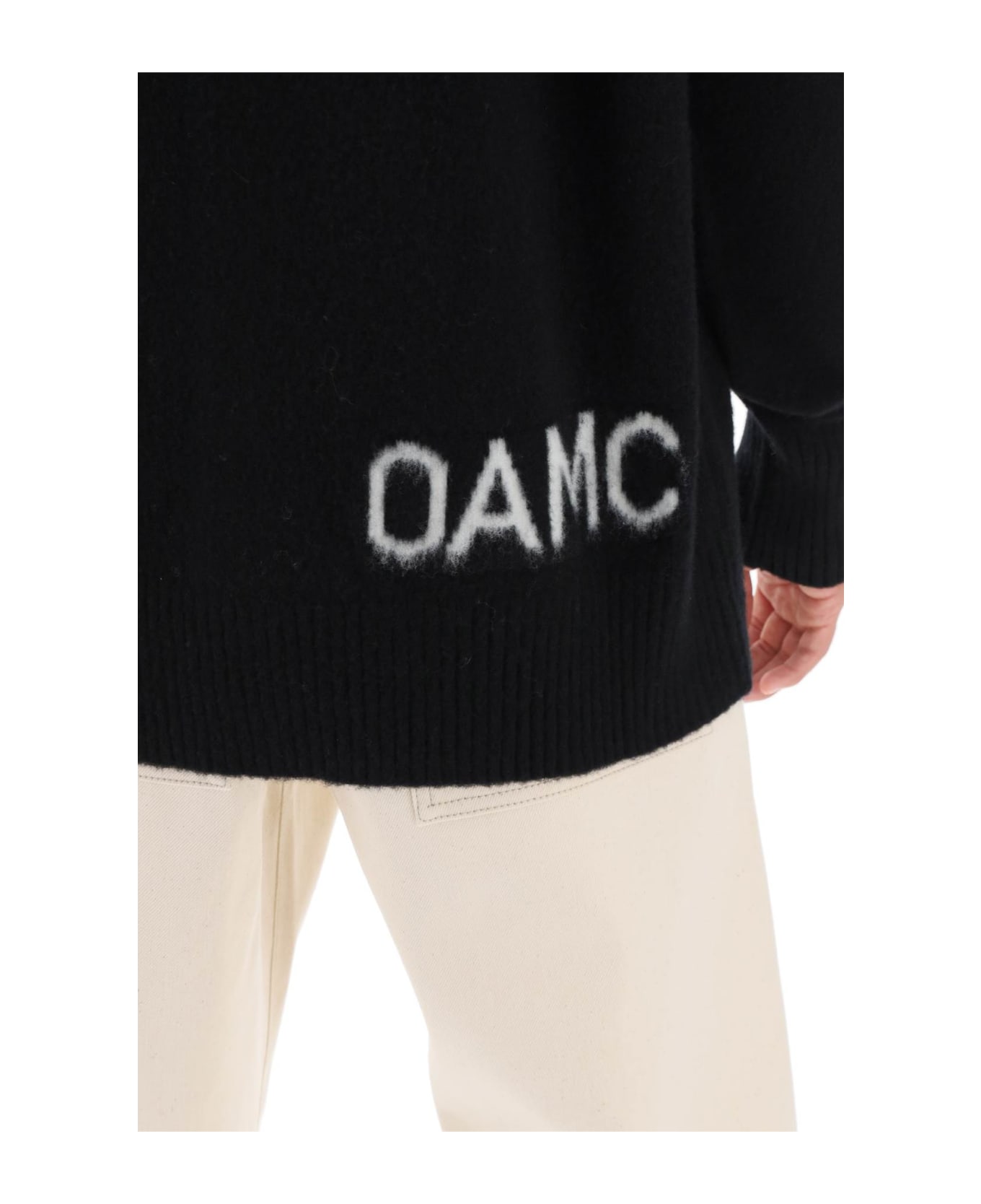 OAMC Wool Sweater With Jacquard Logo - BLACK (Black)