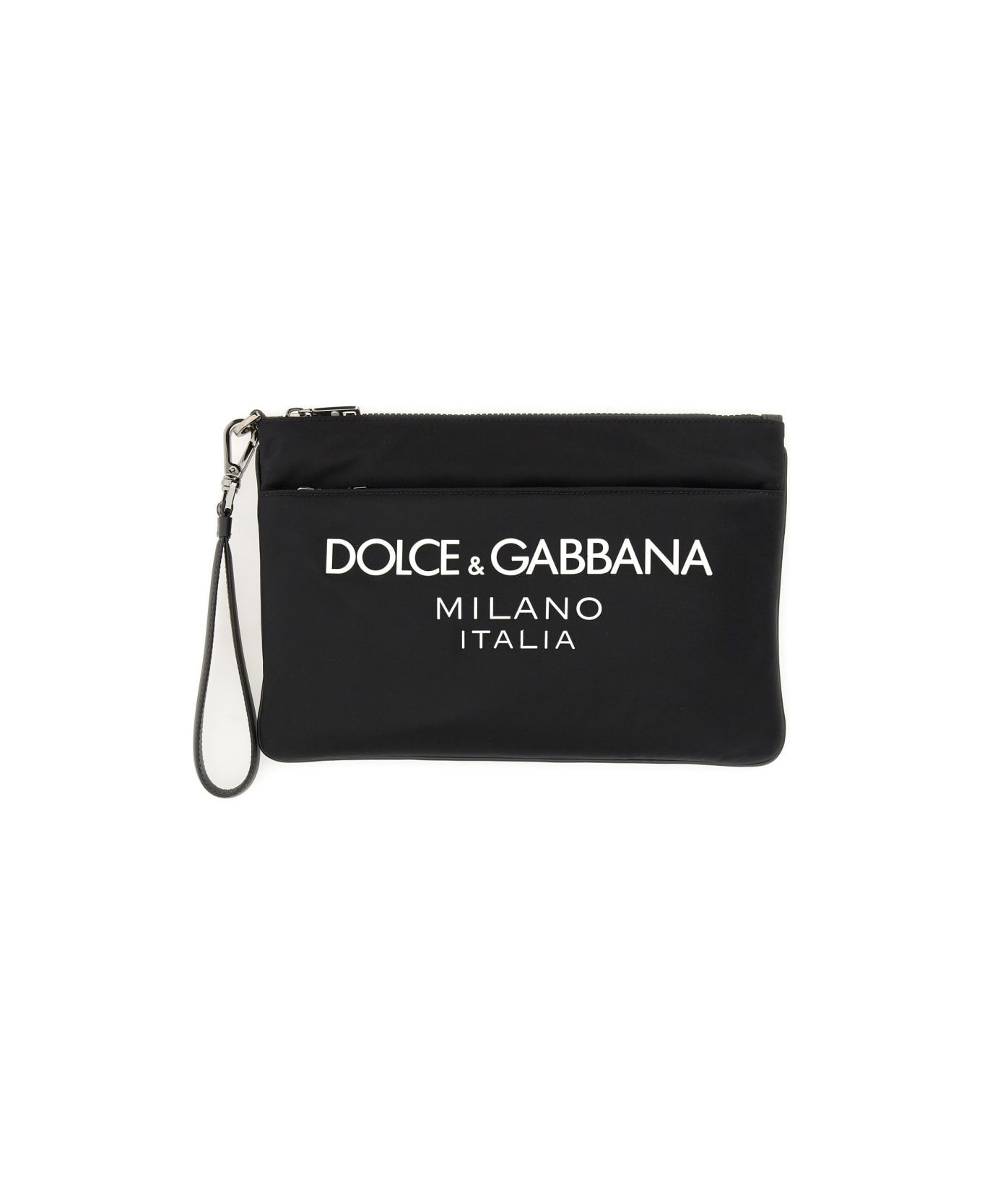 Dolce & Gabbana Pouch With Rubberized Logo - BLACK