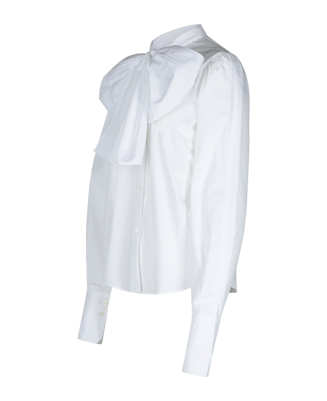 Patou 'ascot' White Cotton Blouse - White