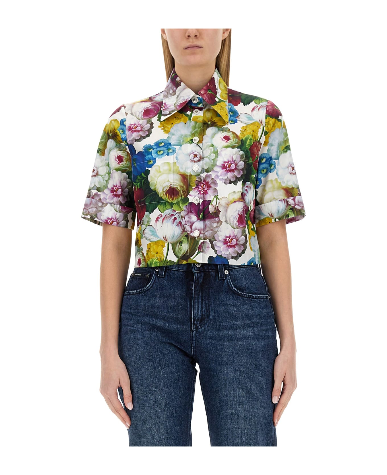 Dolce & Gabbana Night Flower Print Shirt - MultiColour