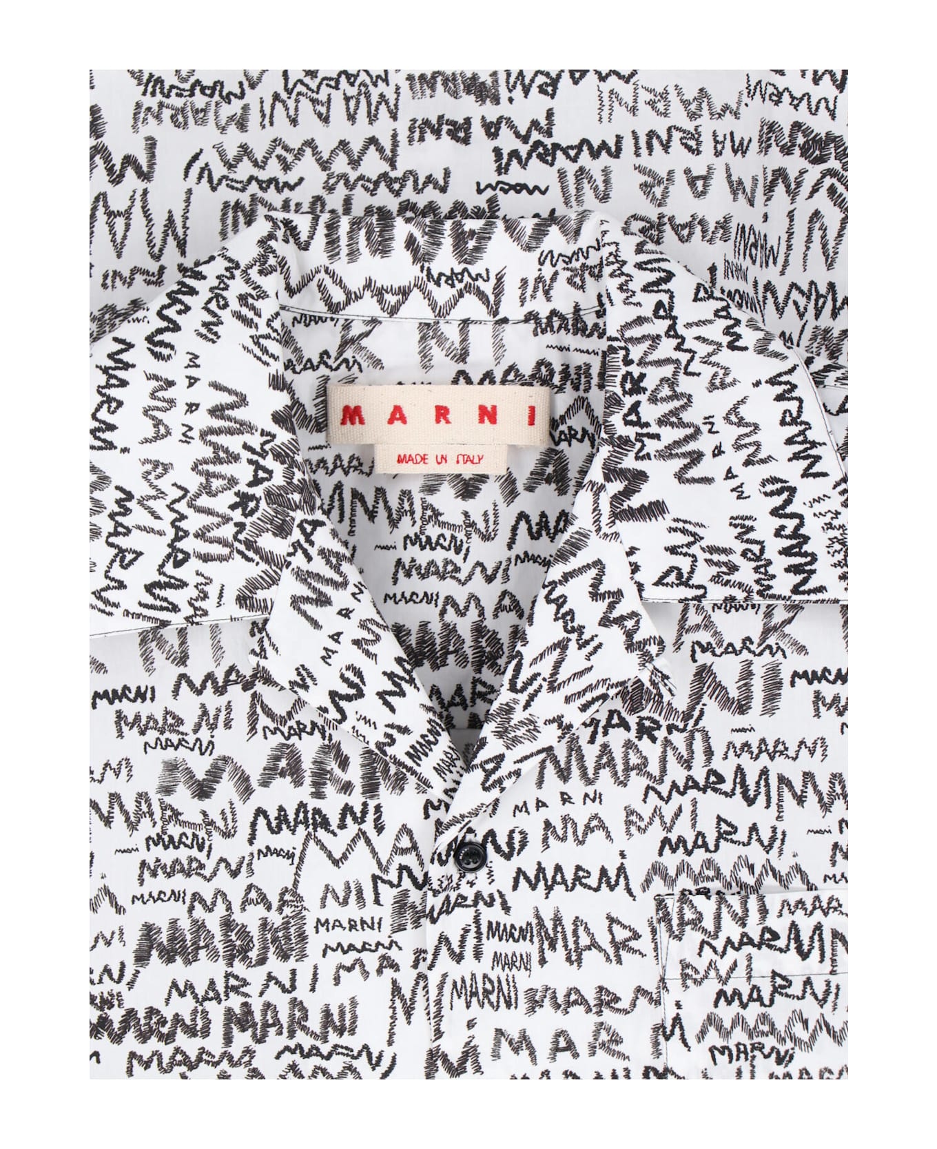 Marni 
scribble
 Bowling Shirt - LILY WHITE