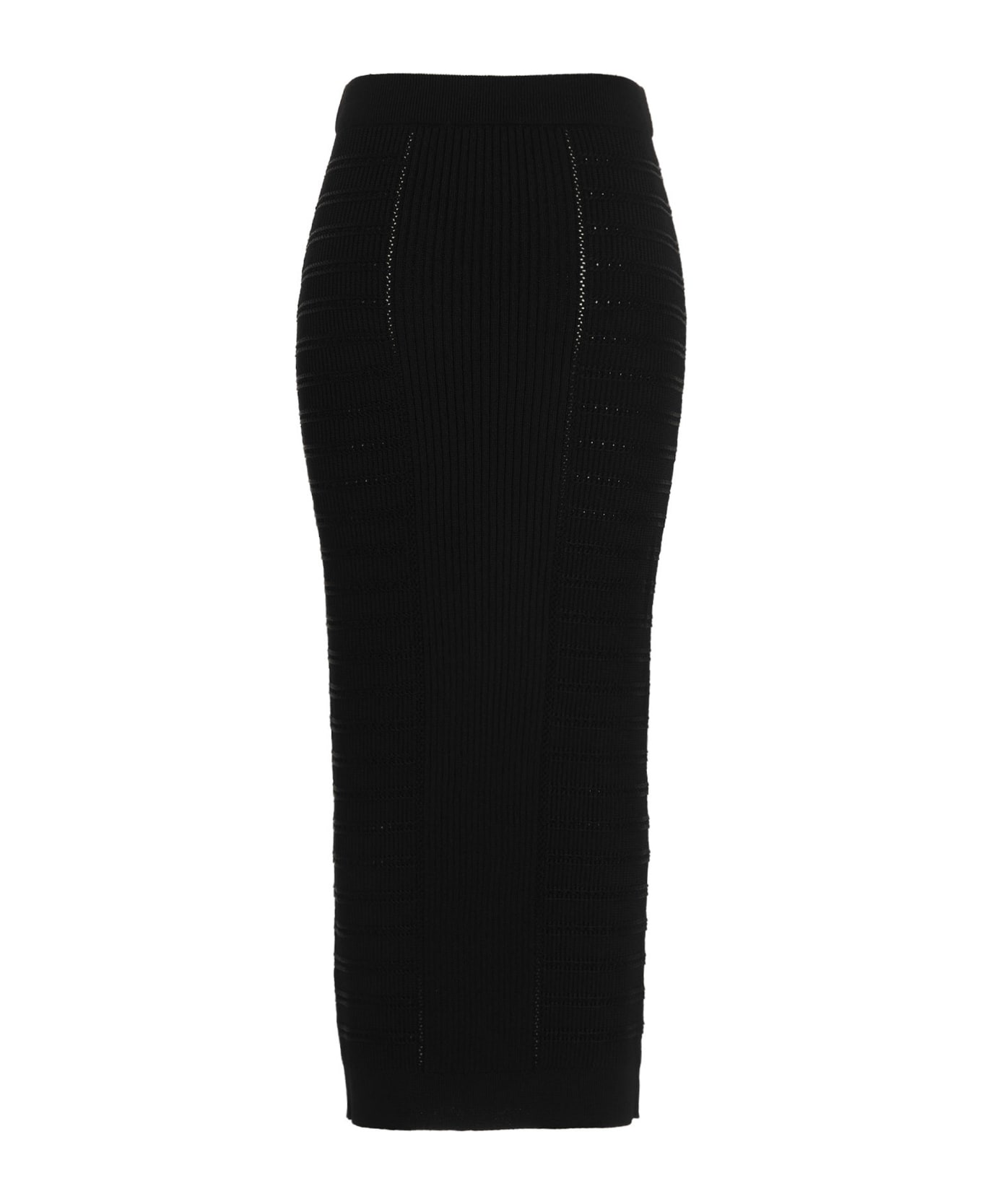 Balmain Logo Button Knit Skirt - Black  