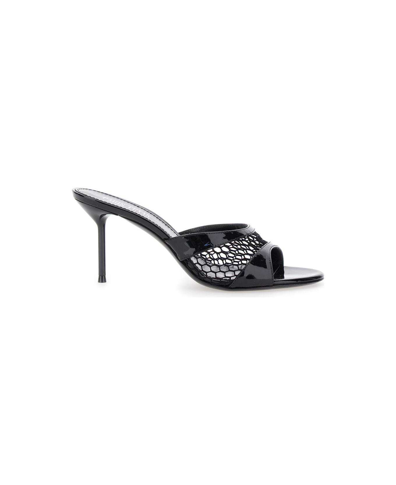 Paris Texas Black Mule With Mesh Design And Stiletto Heel In Leather Woman - Black