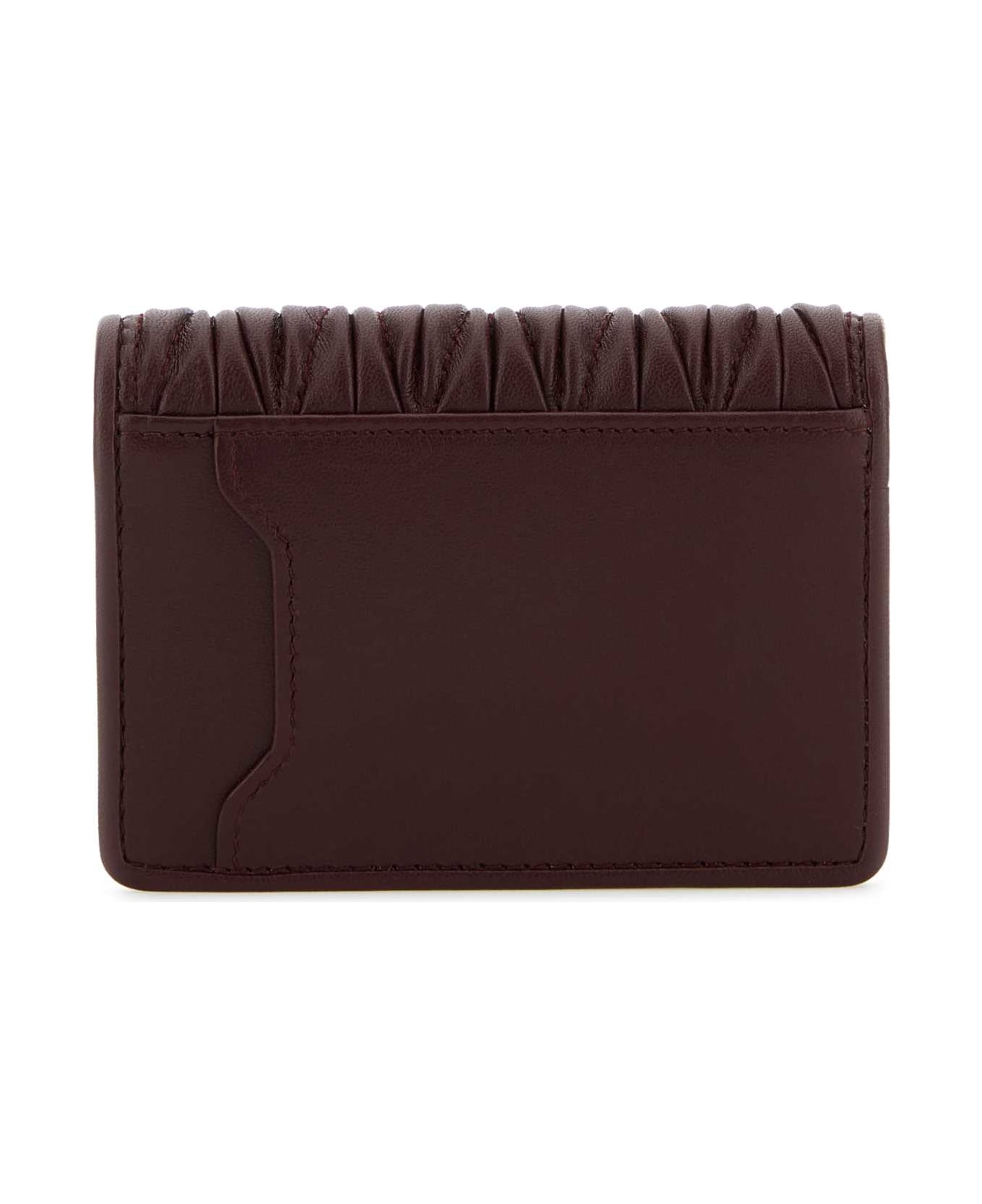 Miu Miu Burgundy Nappa Leather Card Holder - BORDEAUX