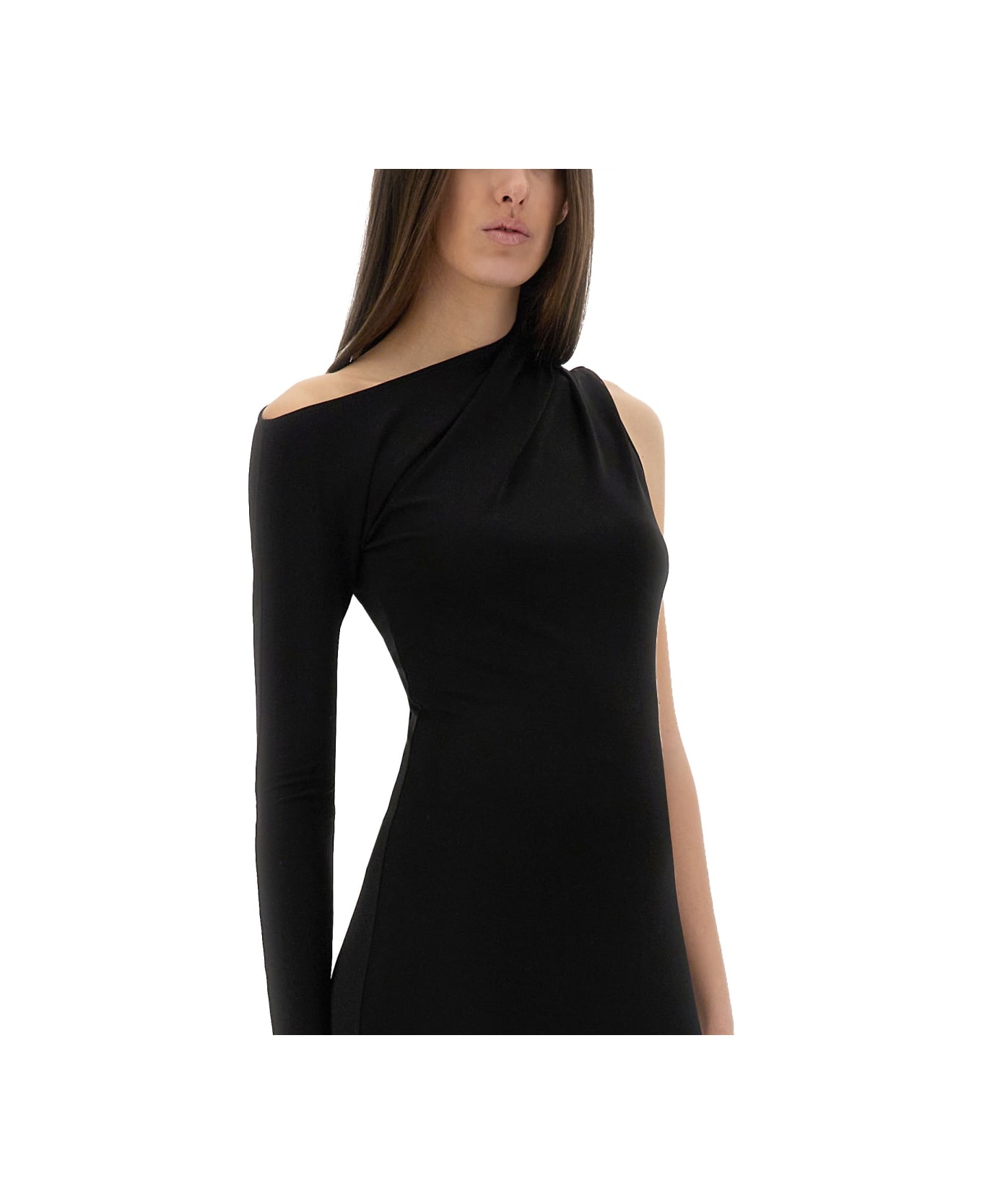 Courrèges Long One-shoulder Dress - BLACK
