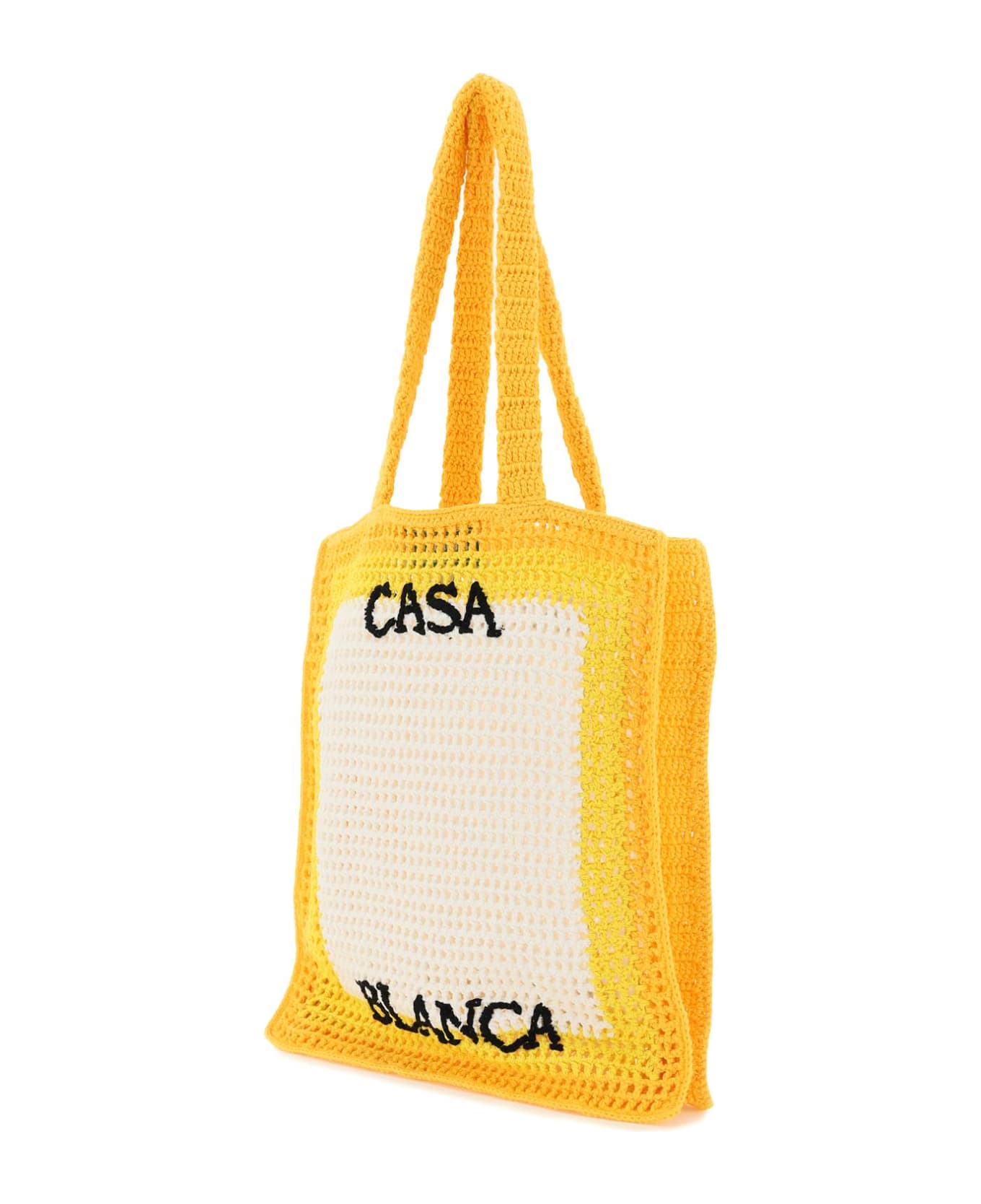 Casablanca Yellow Crochet Cuzimala Shopping Bag - Yellow