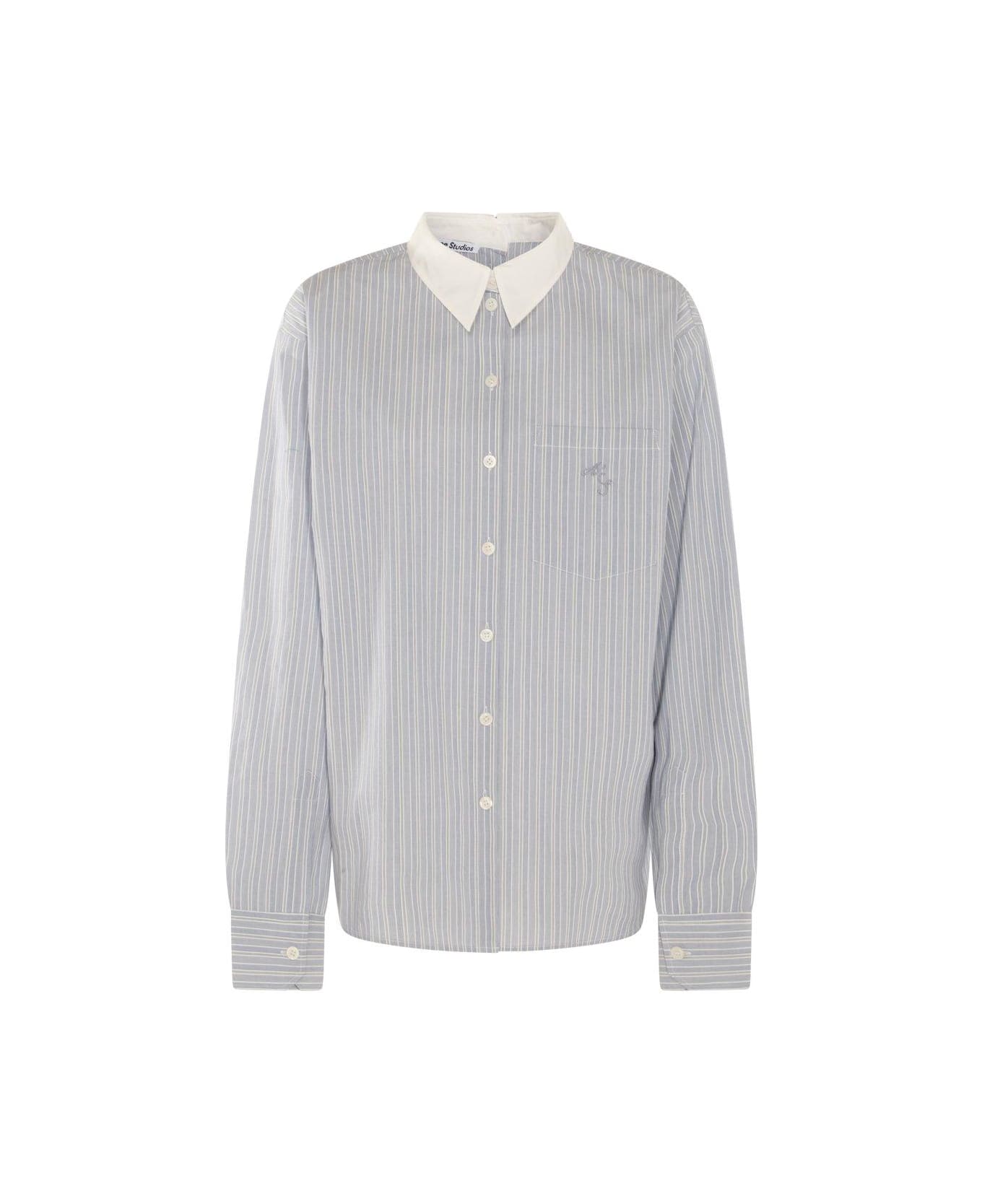 Acne Studios Stripe Detailed Buttoned Shirt - Clear Blue シャツ