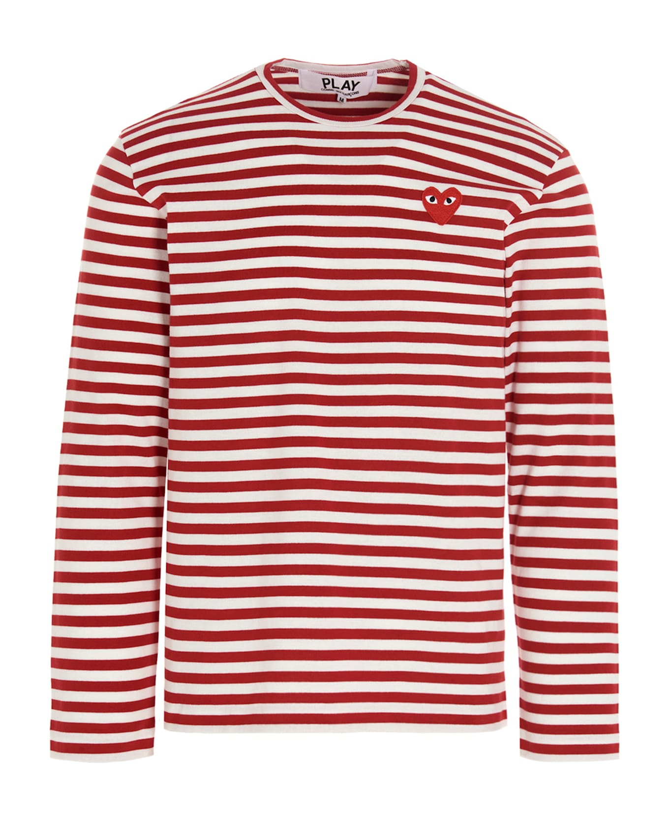 Comme des Garçons Play Logo Patch Stripes T-shirt - Red