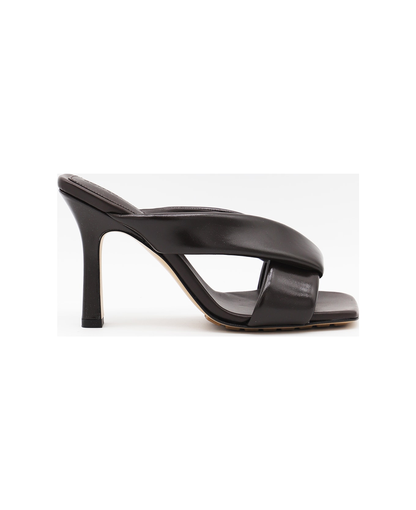 Bottega Veneta Black Leather Sandals - FONDANT