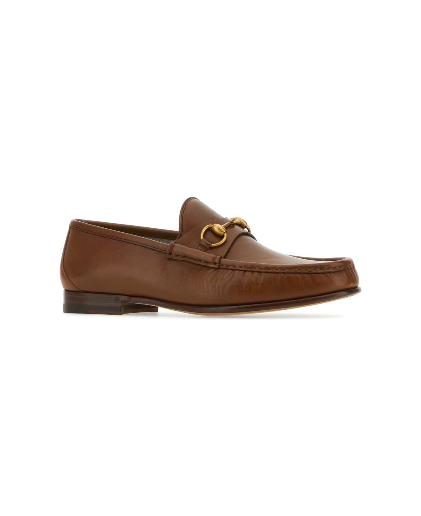 Gucci Brown Leather Loafers - Brown