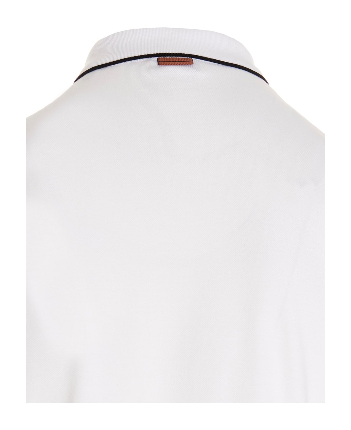 Zegna Embroidered Logo Polo Shirt - White