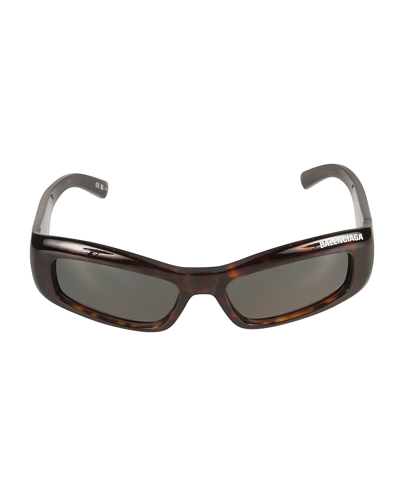Balenciaga Eyewear Rectangular Frame Flame Effect Sunglasses - Havana/Green サングラス