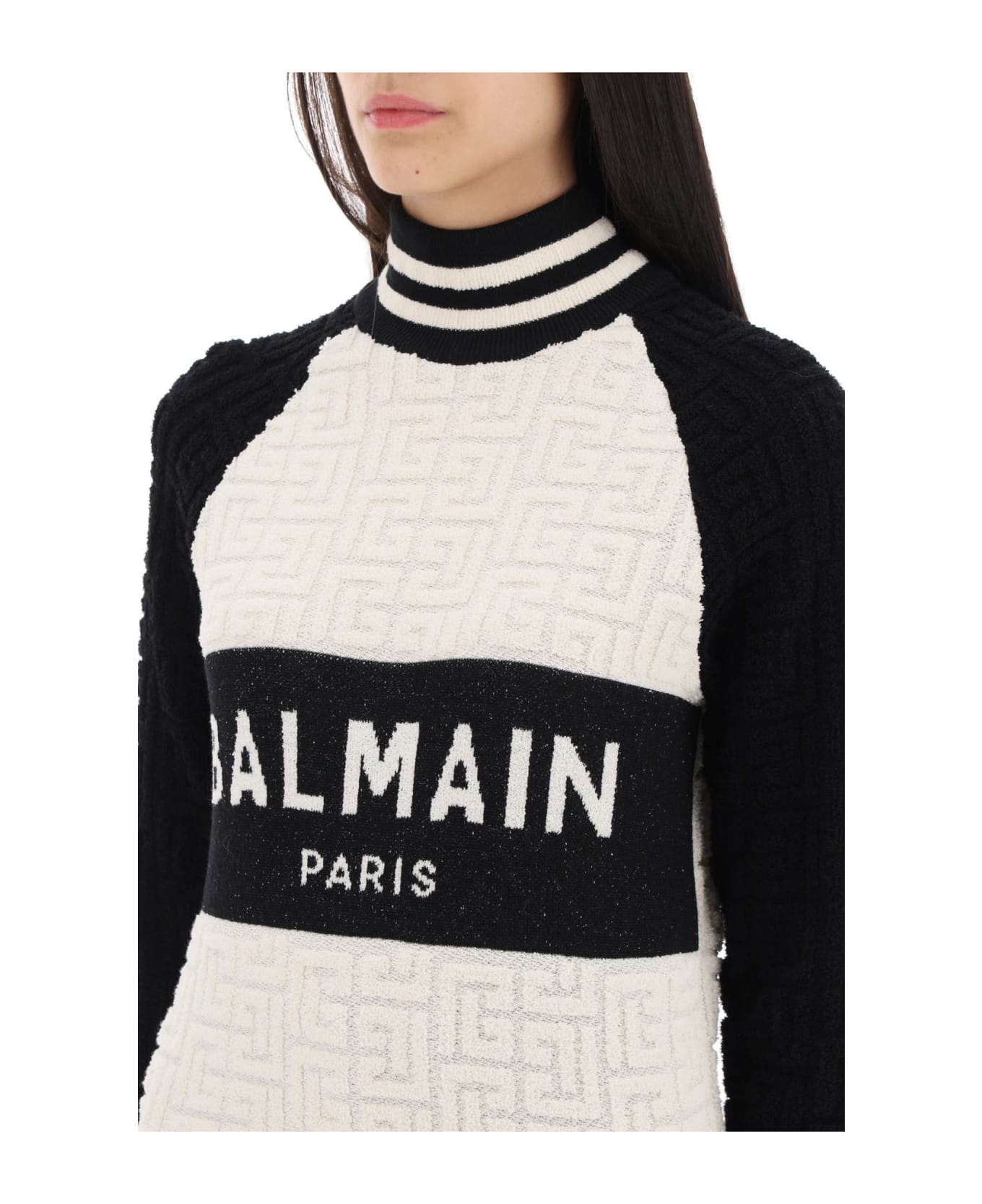 Balmain Turtleneck Sweater - NATUREL NOIR (White) ニットウェア