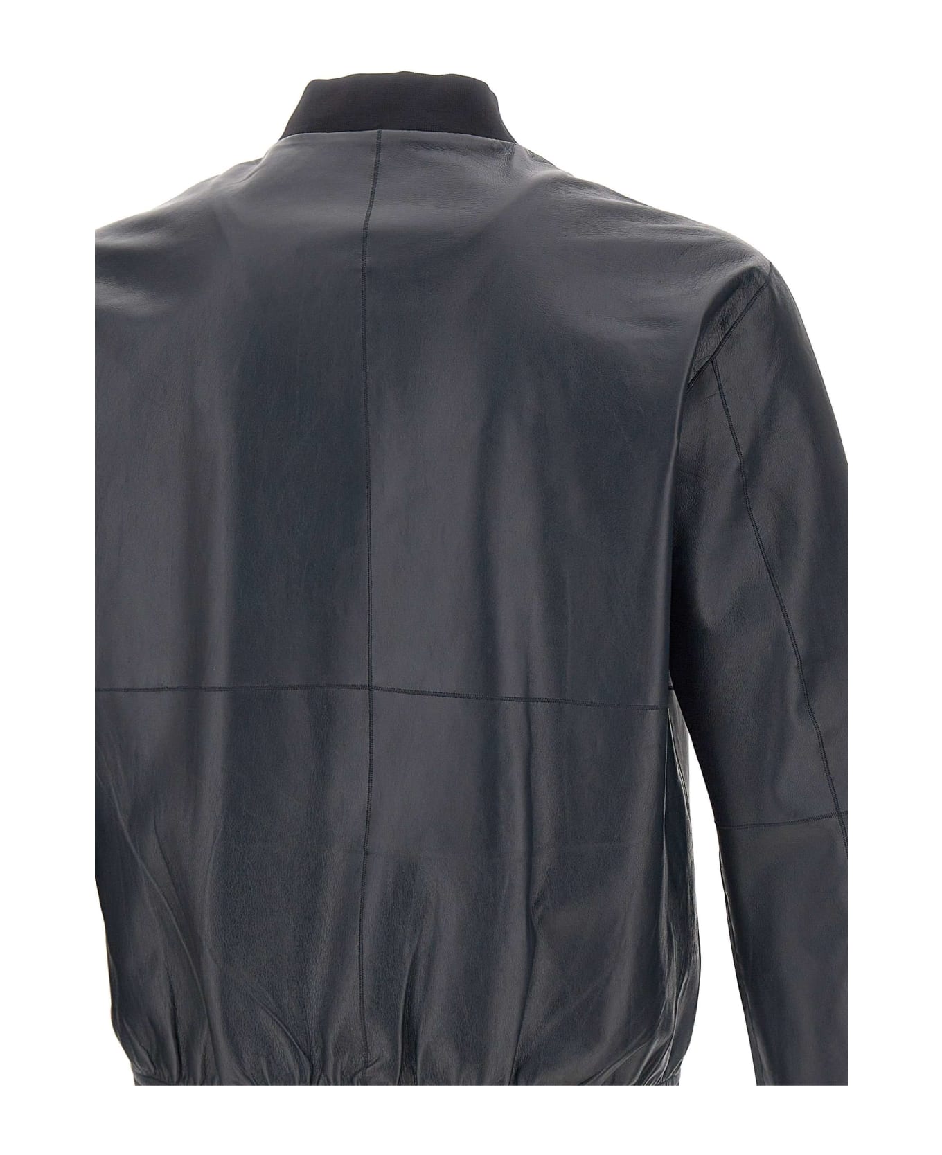 Peuterey 'fans Leather Acc' Biker Jacket - Blue レザージャケット