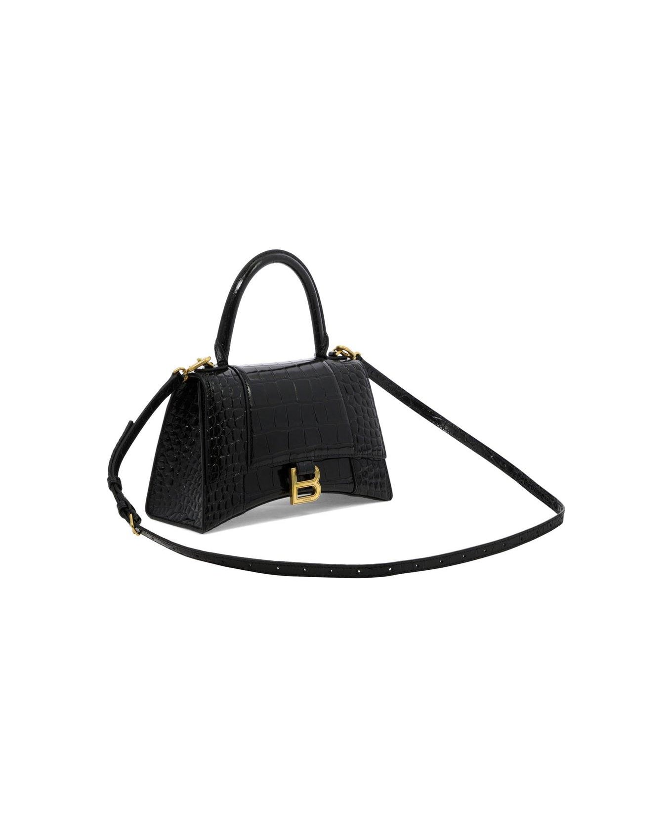 Balenciaga Hourglass Embossed Small Handbag - Nero