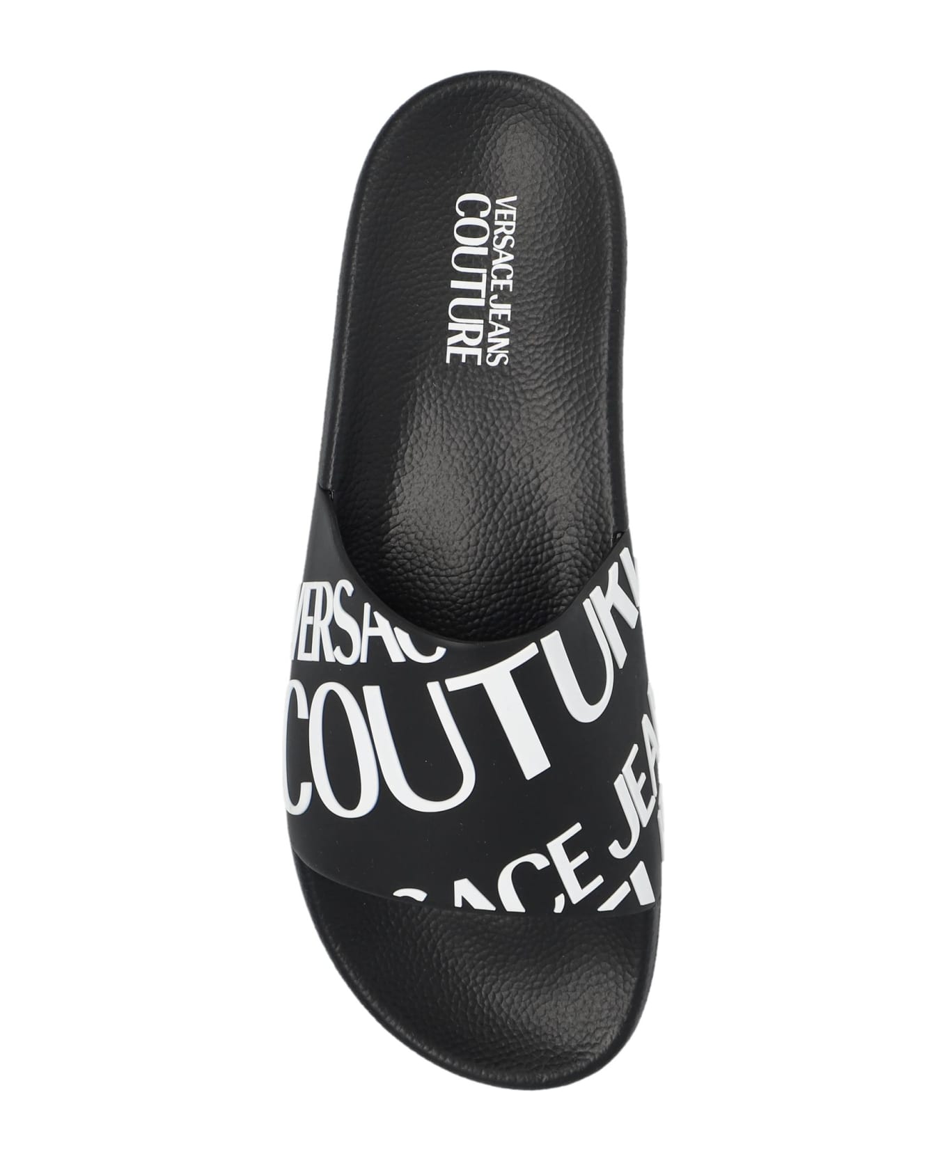 Versace Jeans Couture Slides With Logo - BLACK