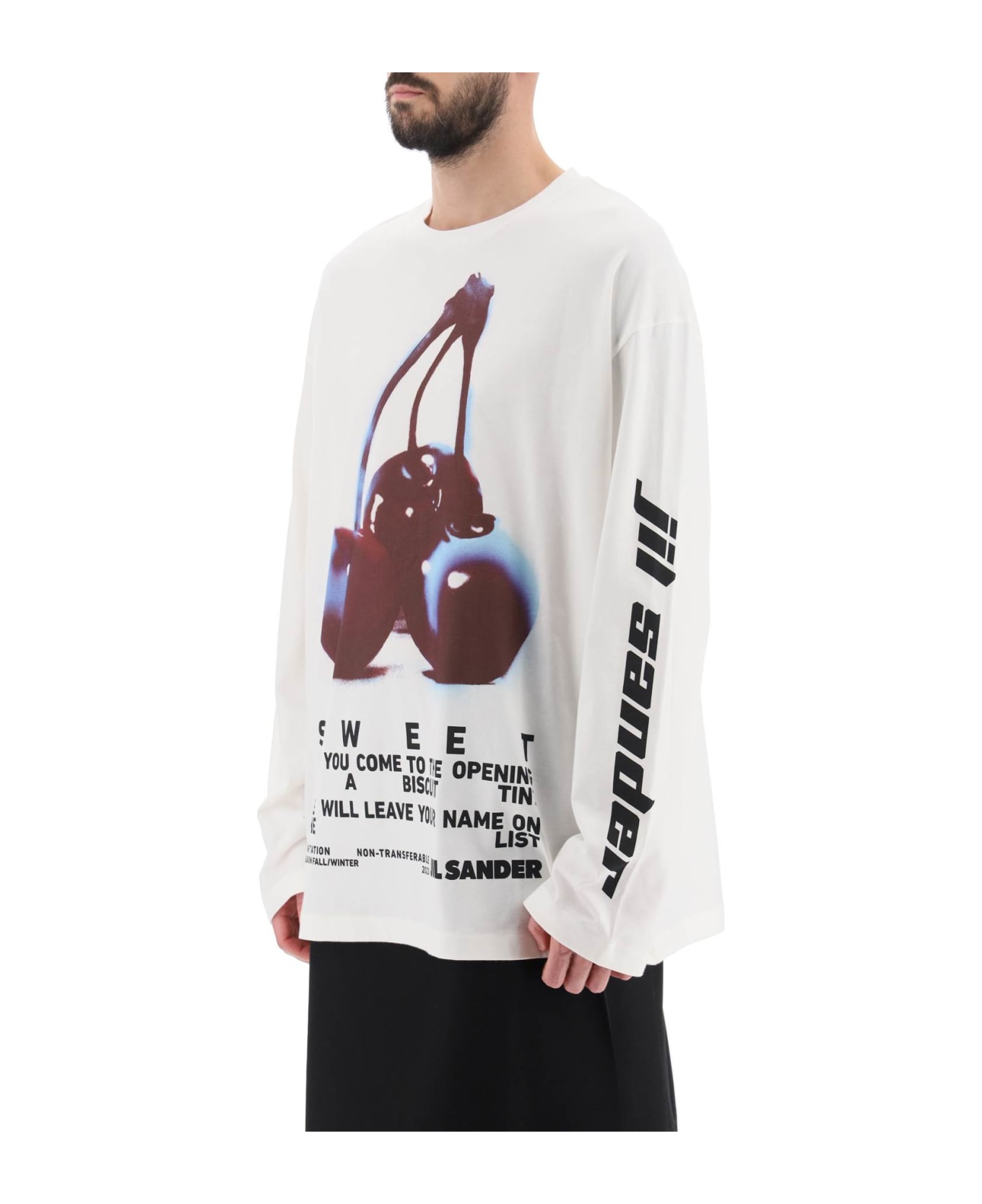 Jil Sander Long-sleeved T-shirt With Print - NIGHT SHIMMER (White) シャツ