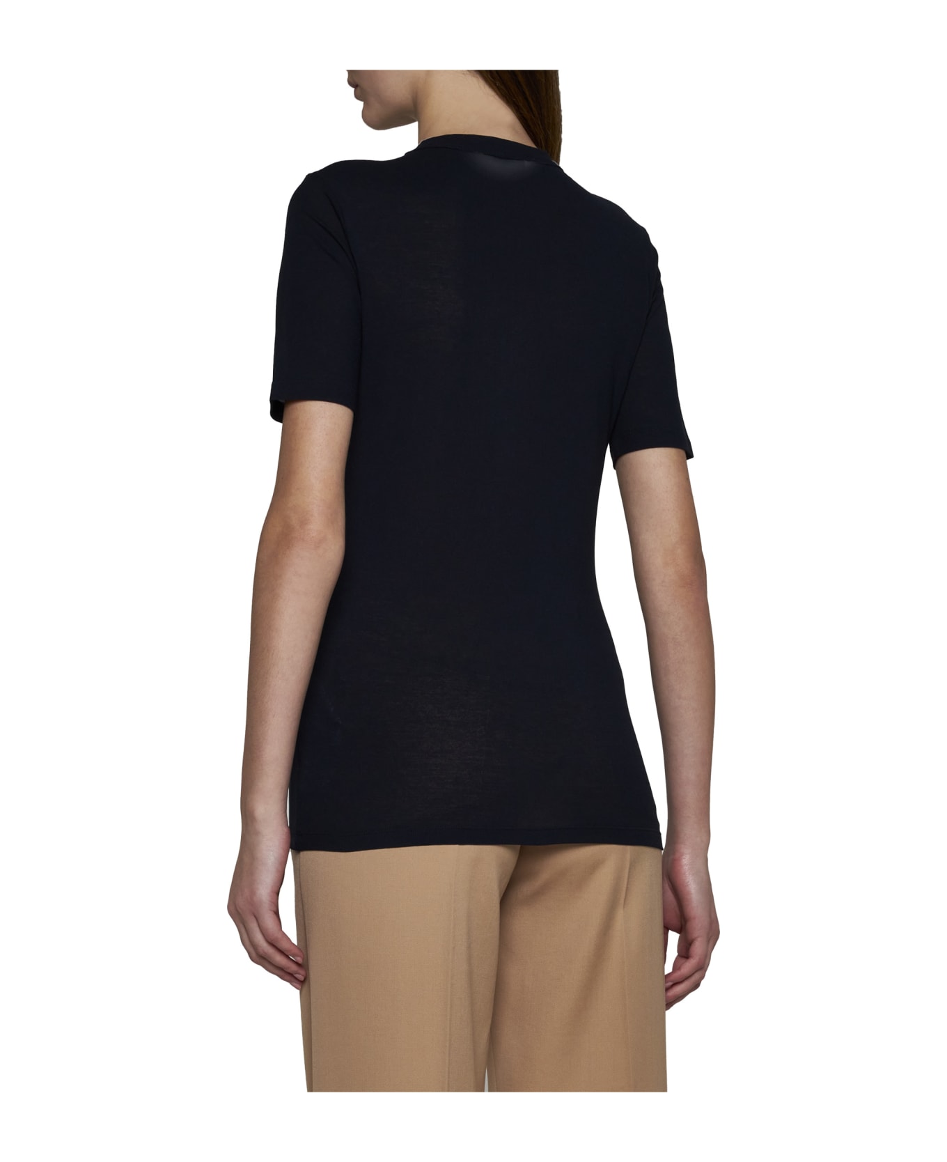 Jil Sander Night Blue Cotton Jersey Regular T-shirt By Ganni With Sleeve And Front Print. - Midnight