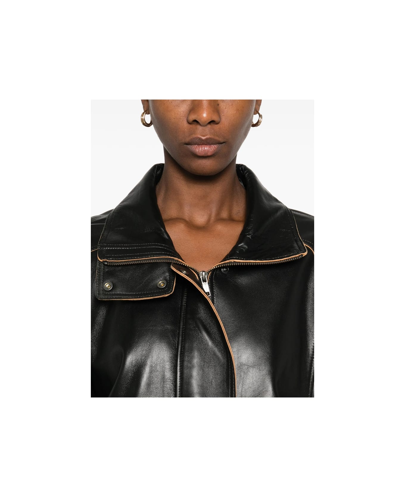 Calvin Klein Leather Outerwear - BLACK レザージャケット