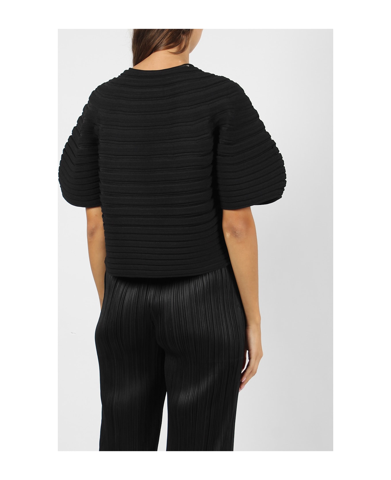 Pleats Please Issey Miyake Bell-shaped Top - Black