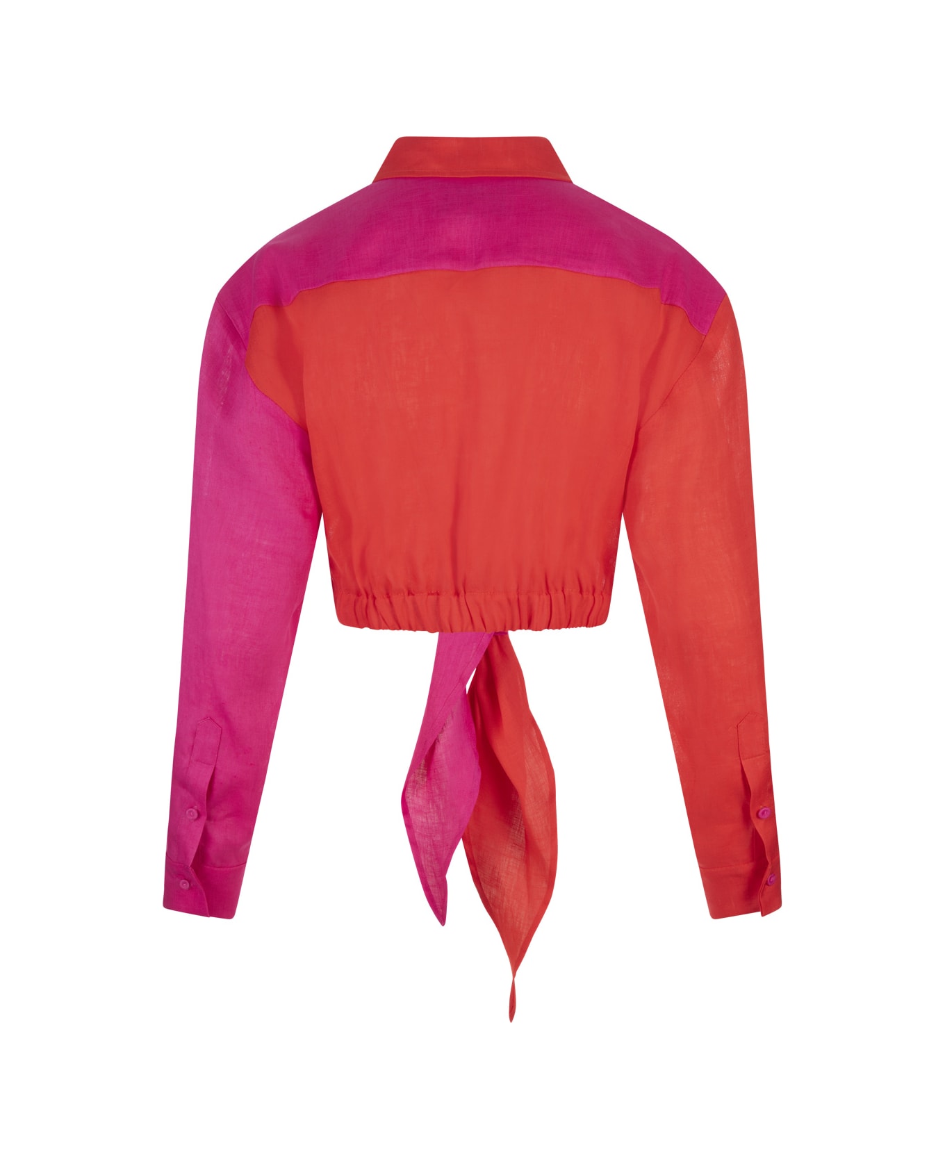 Alessandro Enriquez Red And Fuchsia Short Shirt With Knot - Red