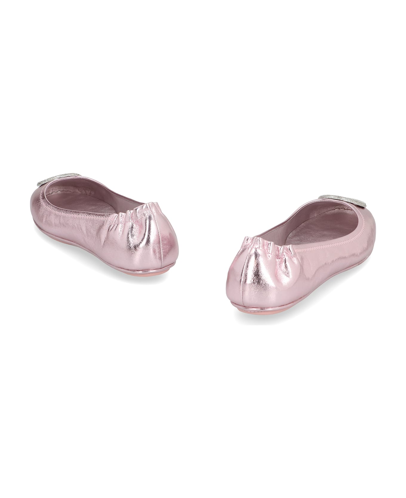 Tory Burch Minnie Travel Metallic Leather Ballet Flats - Pink