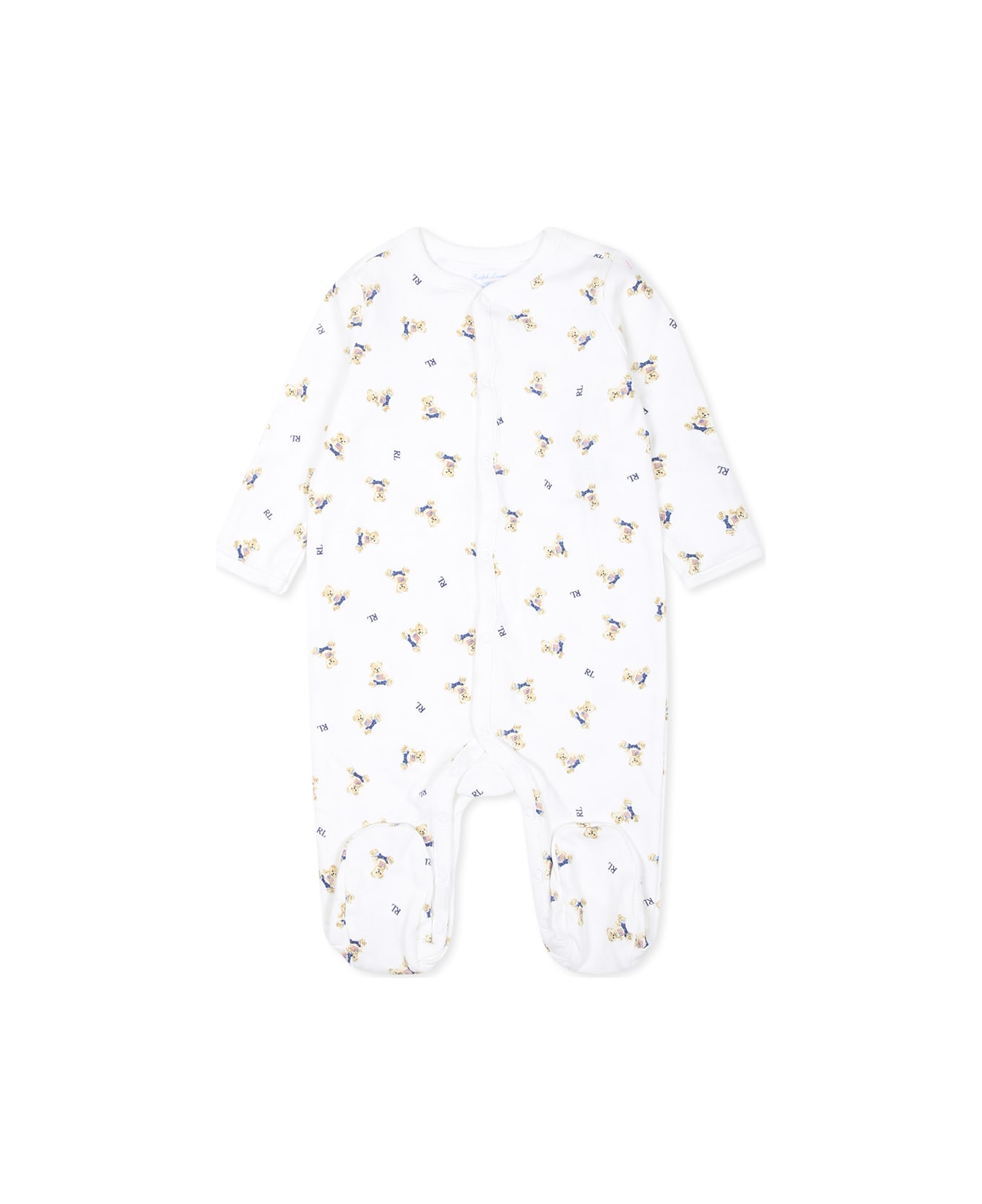 Ralph Lauren White Babygrow For Babykids With Colorful Bears - White