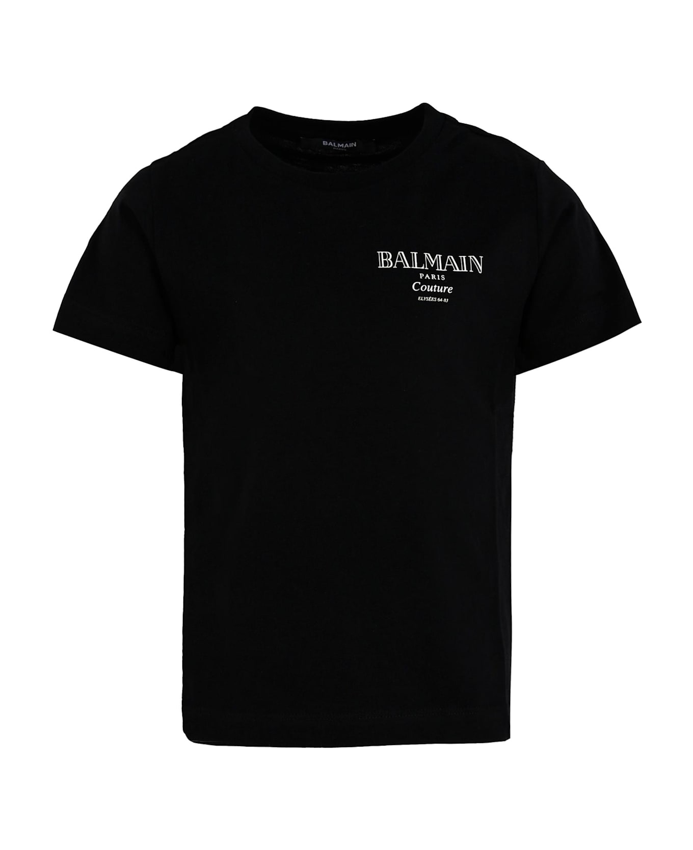 Balmain Black T-shirt For Kids With Logo - BLACK