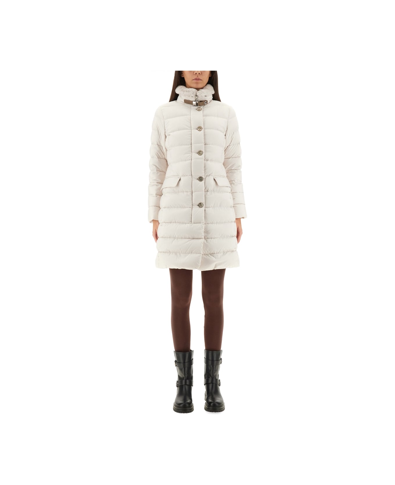 Moorer Vetiver-s3" Padded Jacket - IVORY