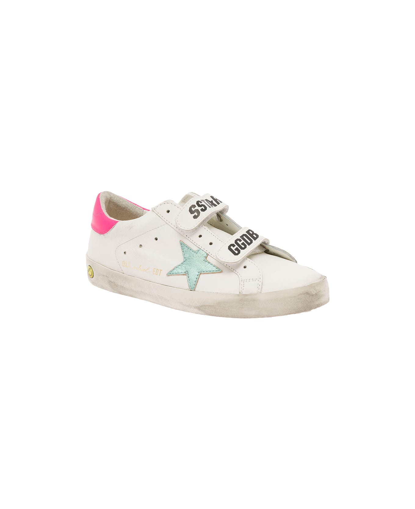 Golden Goose Old School Whtie Leather Sneakers With Logo Golden Goose Girl - White