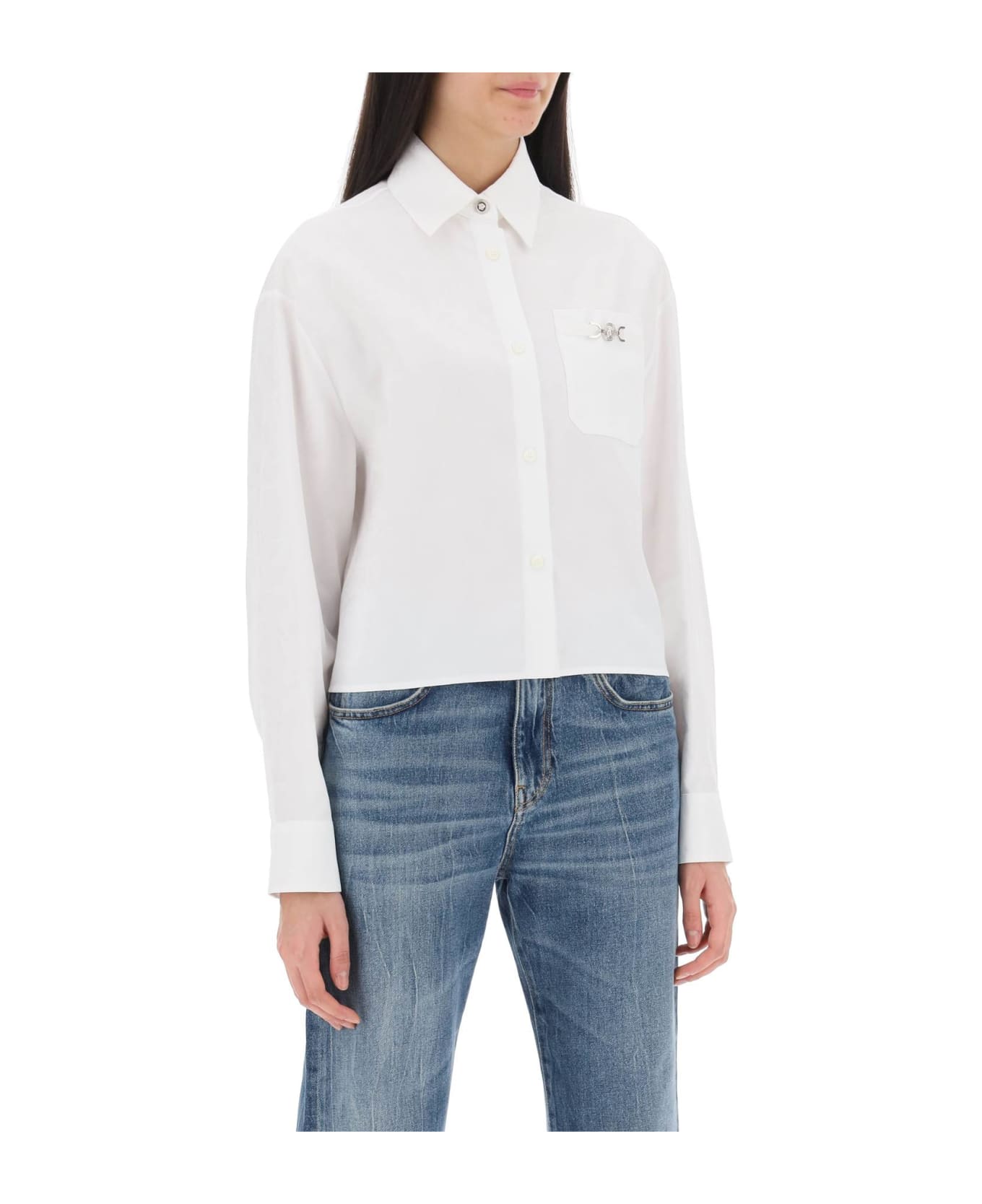 Versace Barocco Cropped Shirt - OPTICAL WHITE (White)
