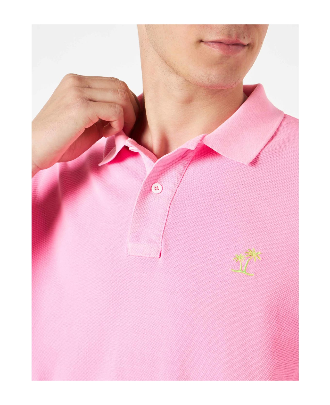 MC2 Saint Barth Pink Piquet Polo With St. Barth Logo And Vintage Effect - FLUO