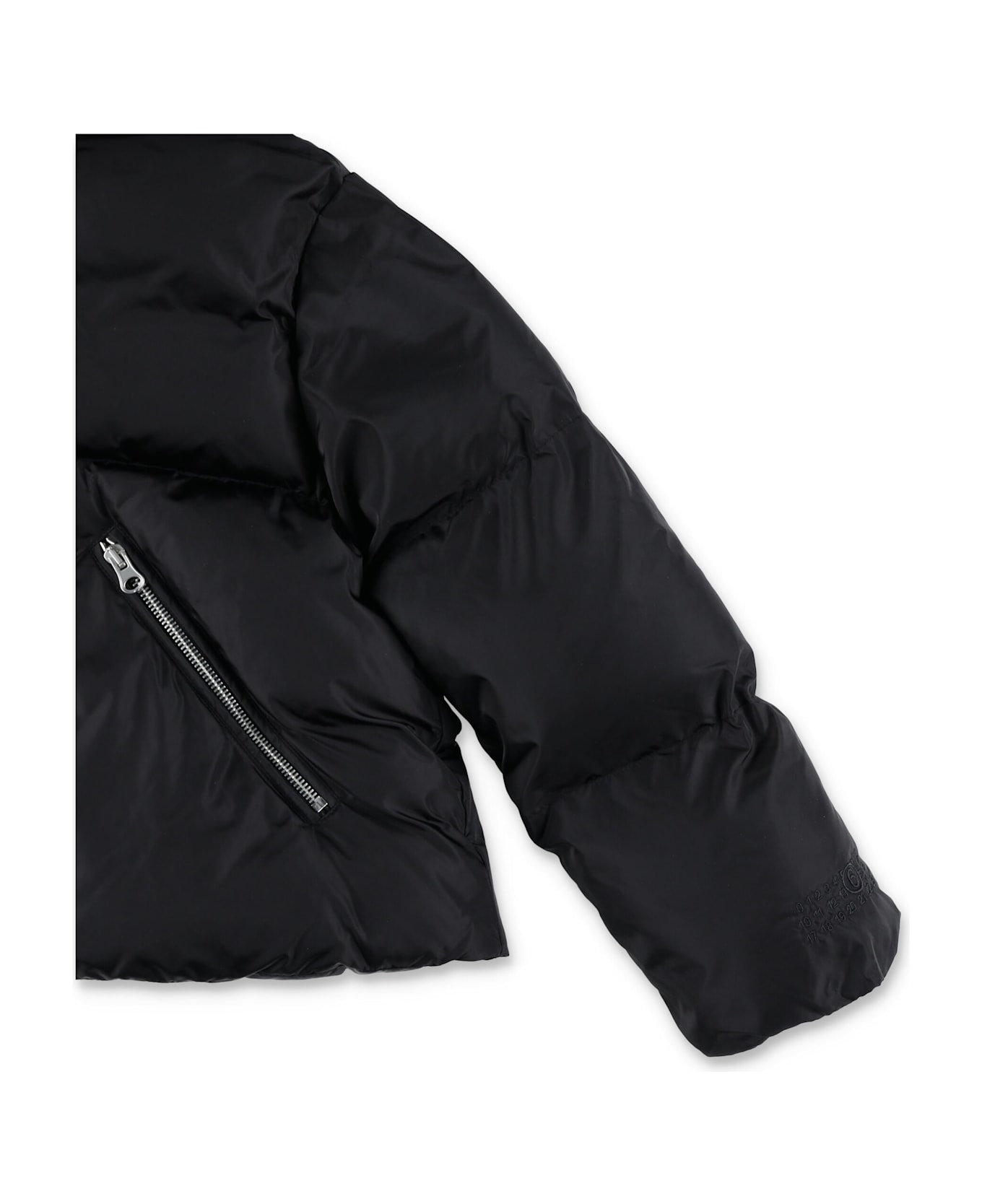 MM6 Maison Margiela Kid Black Puffer Jacket With High Collar - BLACK