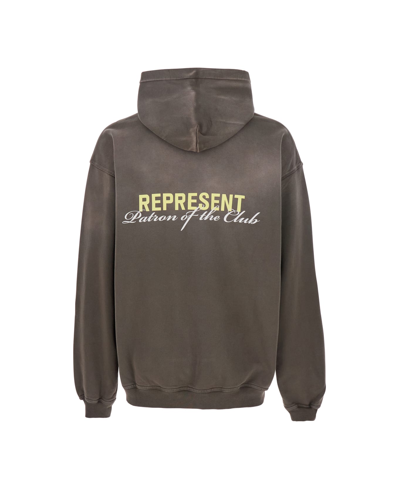 REPRESENT 
patron Of The Club
 Olive Green Hoodie With Front And Back Logo Print In Cotton Man - Green