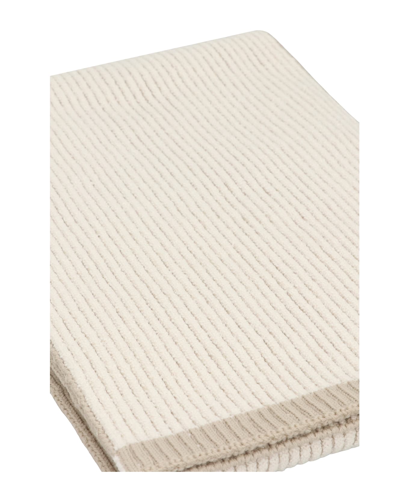 Stone Island Ribbed Wool Scarf - Ivory